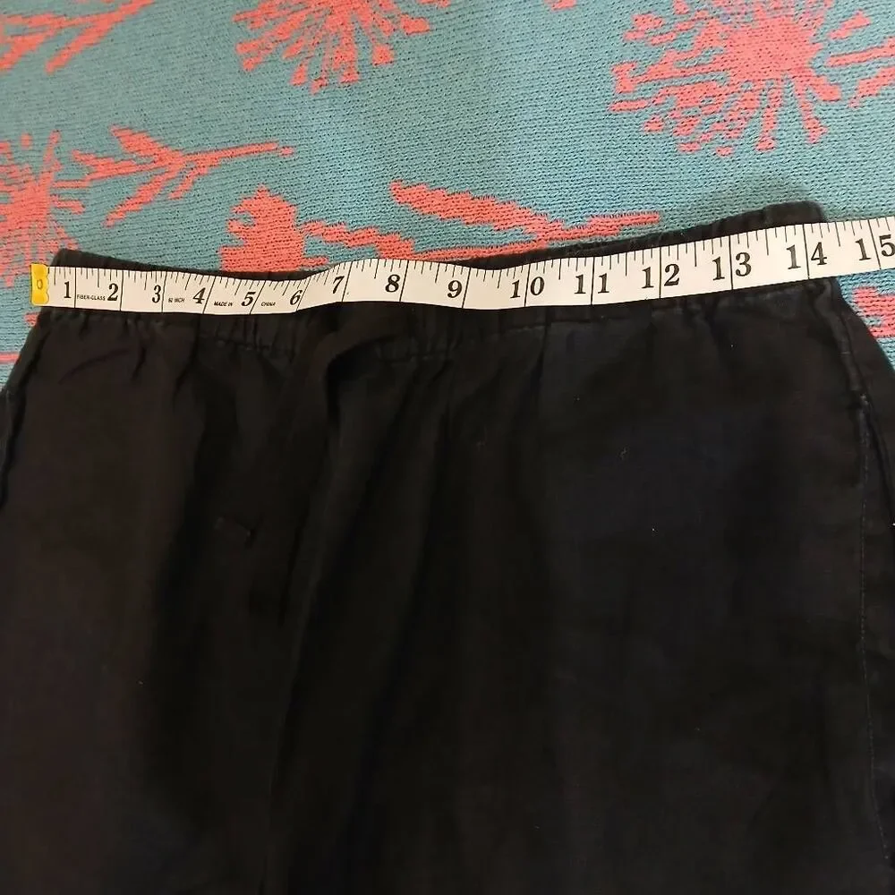 Quince womens small wide leg 100% linen pants black